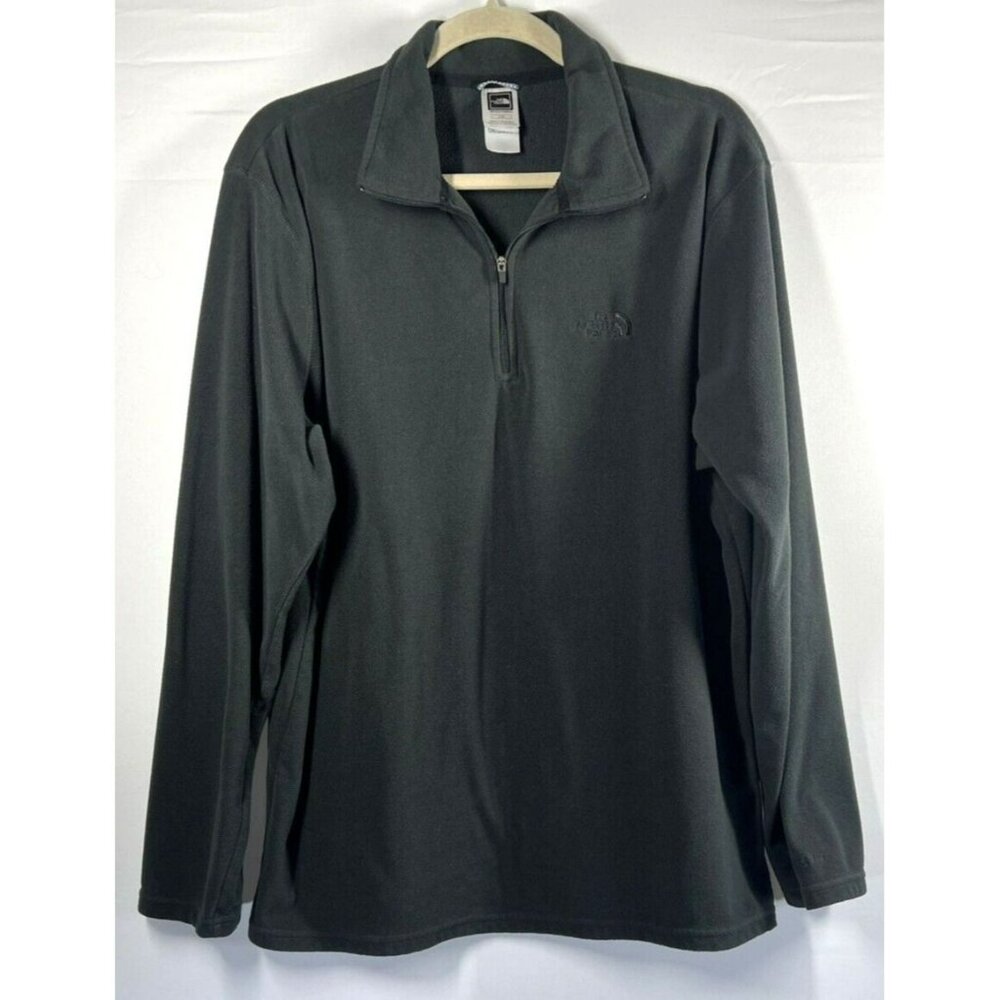 The North Face Men's Fleece Shirt Large Charcoal Black Embroidered Logo 1/4 Zip